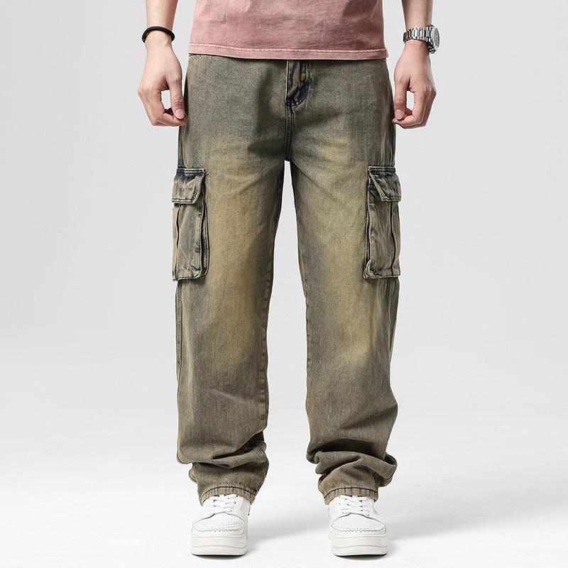 Men's Nostalgic Retro Multi-pocket Jeans