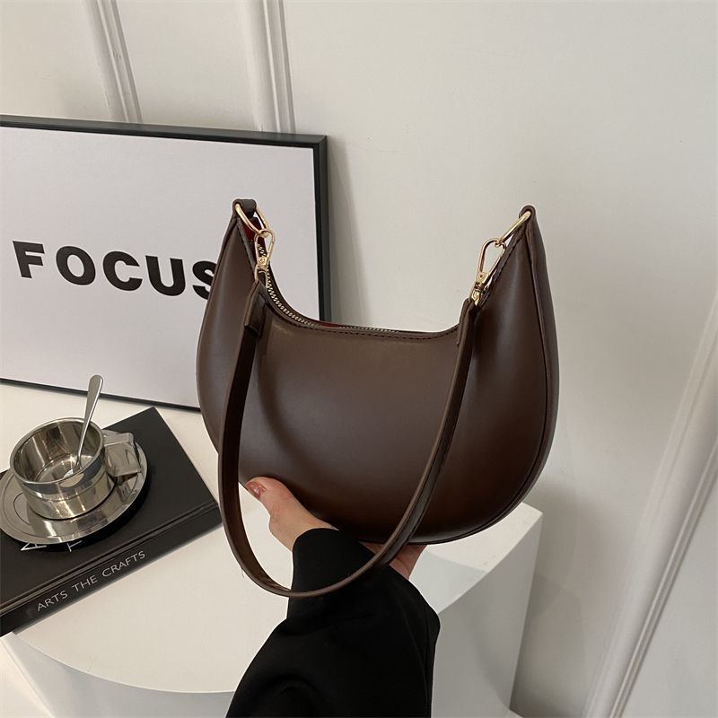 Niche Crescent New Simple All-Match Textured Shoulder Bag For Women