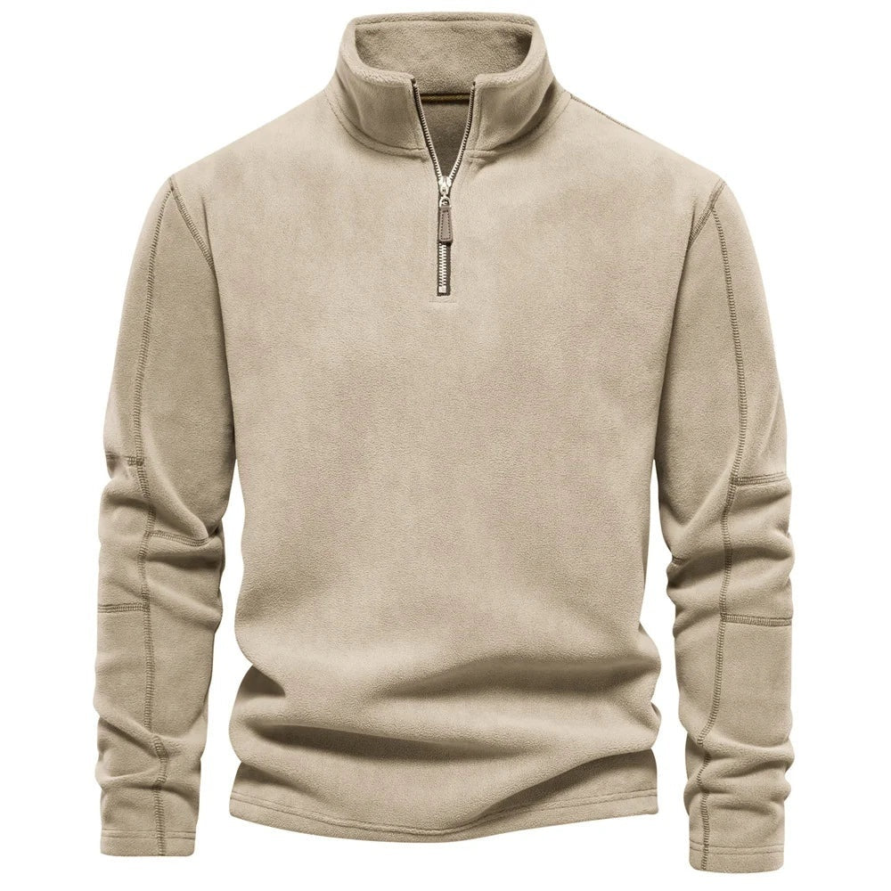 Sudadera con cremallera de cuello alto, forro polar, estilo casual de invierno, para hombre