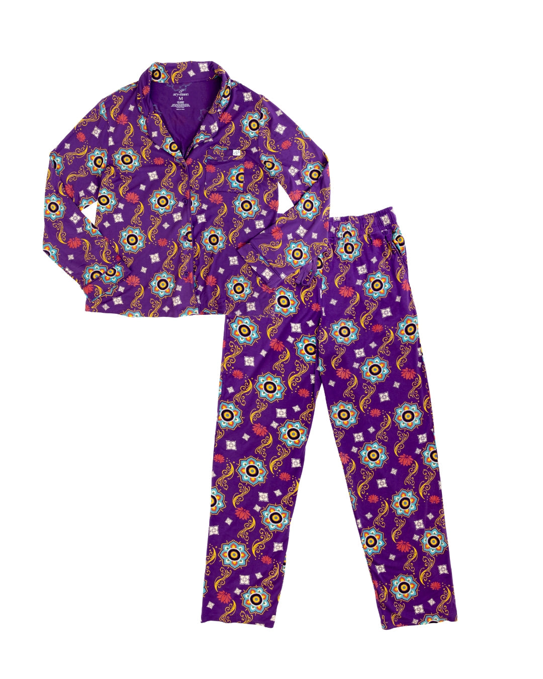 Purple Rangoli Adult Bamboo Pajama Set