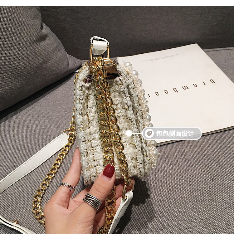 Women's Chain Bag Pearl Fashion Small Square Bag Bag