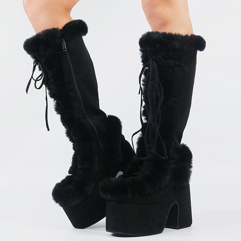 Women's Platform High-Heel Mid Tube Boots