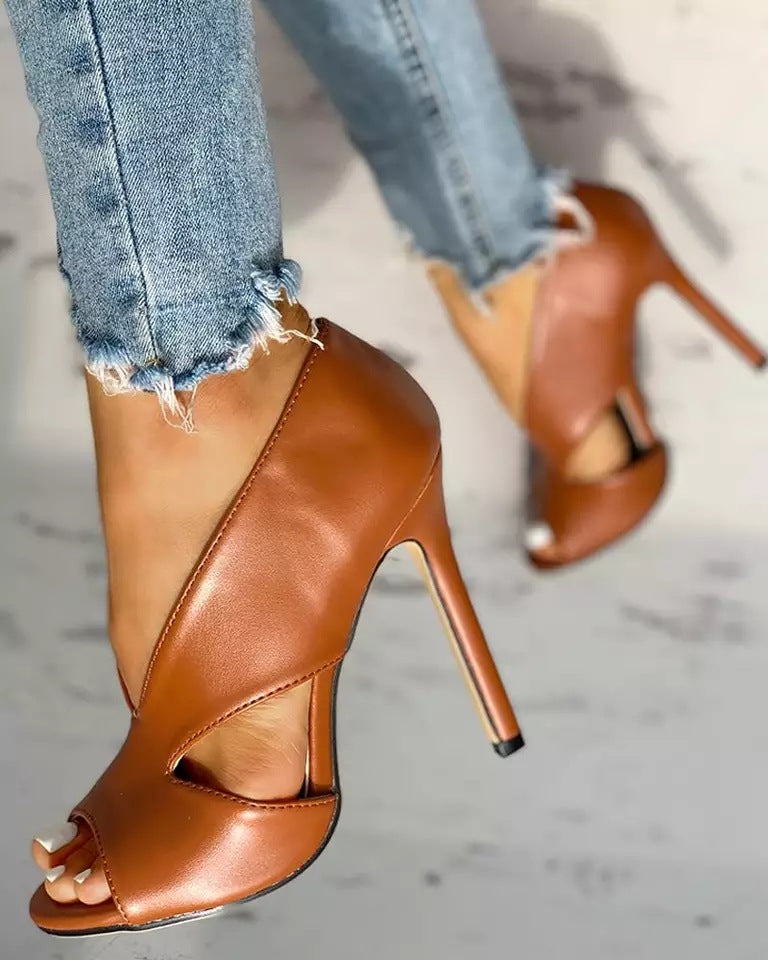 Women's Stiletto Peep-Toe Cutout Sandals