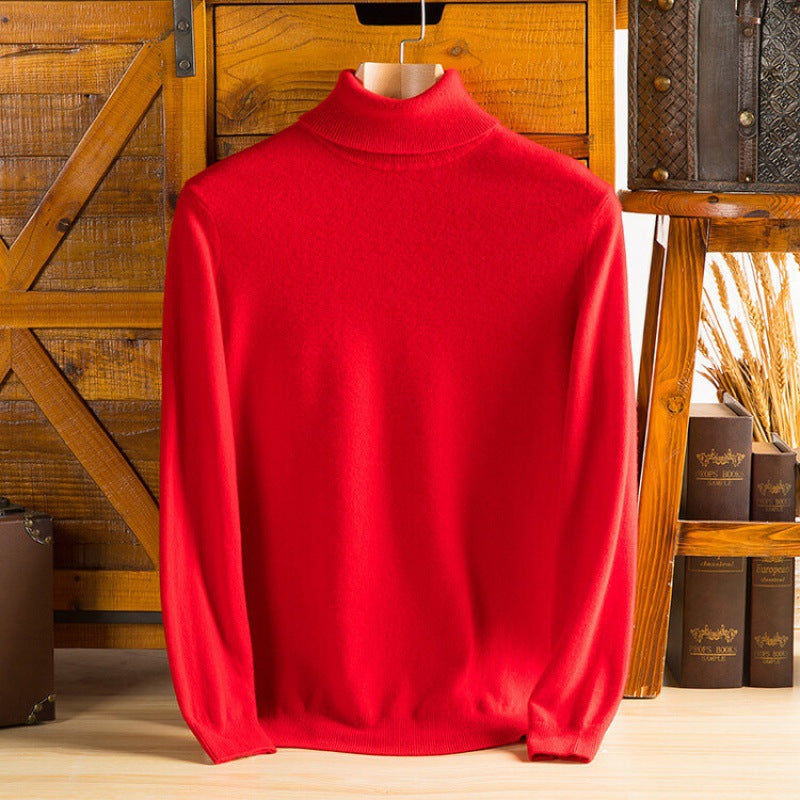 Mens Warm Turtleneck Knit Sweater For Layering