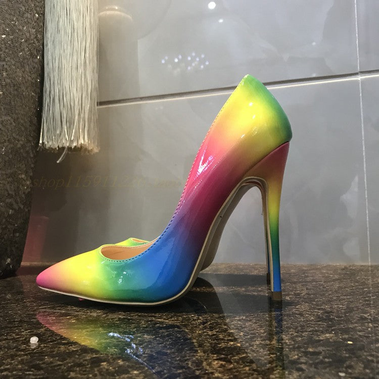 Rainbow super high heels See size chart under “more details”