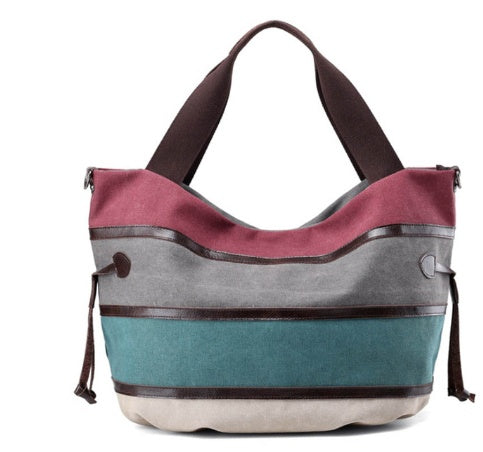 Women's Splicing Cross-Striped Handbag
