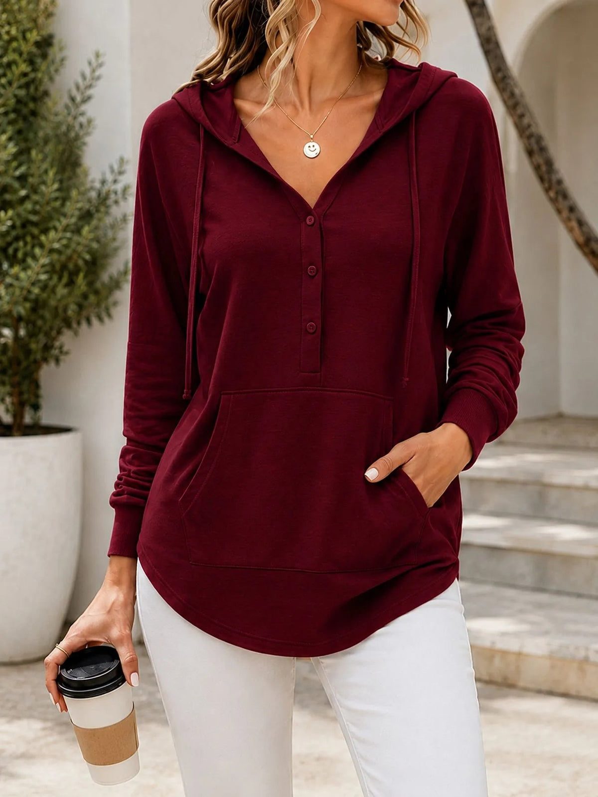 Lightweight And Comfortable Polyester Casual Hooded Sweatshirt