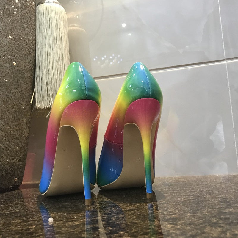 Rainbow super high heels See size chart under “more details”