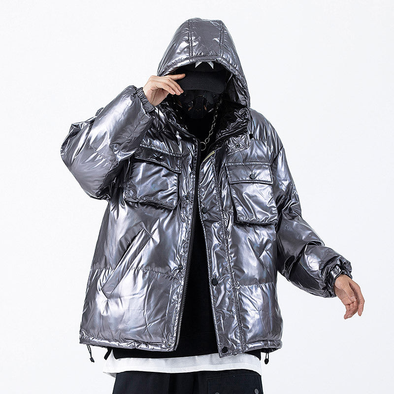 Parkas reflectantes oscuras de carga, chaquetas acolchadas de hip hop para hombre, abrigos Harajuku cortavientos, Techwear