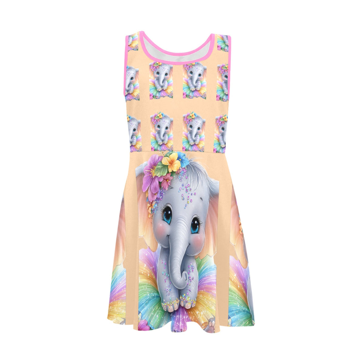 Girl's Cute Baby Elephant Sleeveless Sundress
