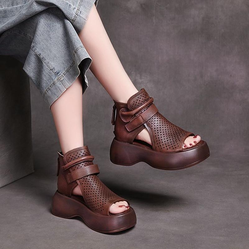 Women's High-Top Roman Sandals with Platform Sole