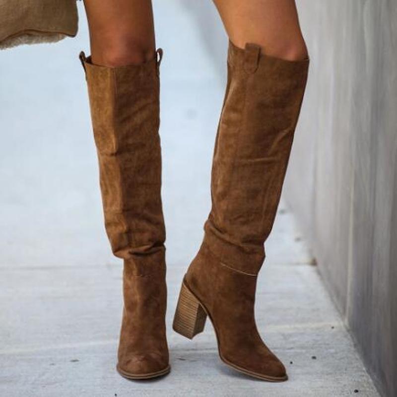 Over the Knee Suede Block Heel Boots