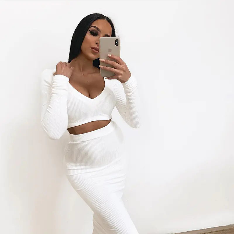 New Women's Cotton Long Sleeve Dress Set for Fall/Winter