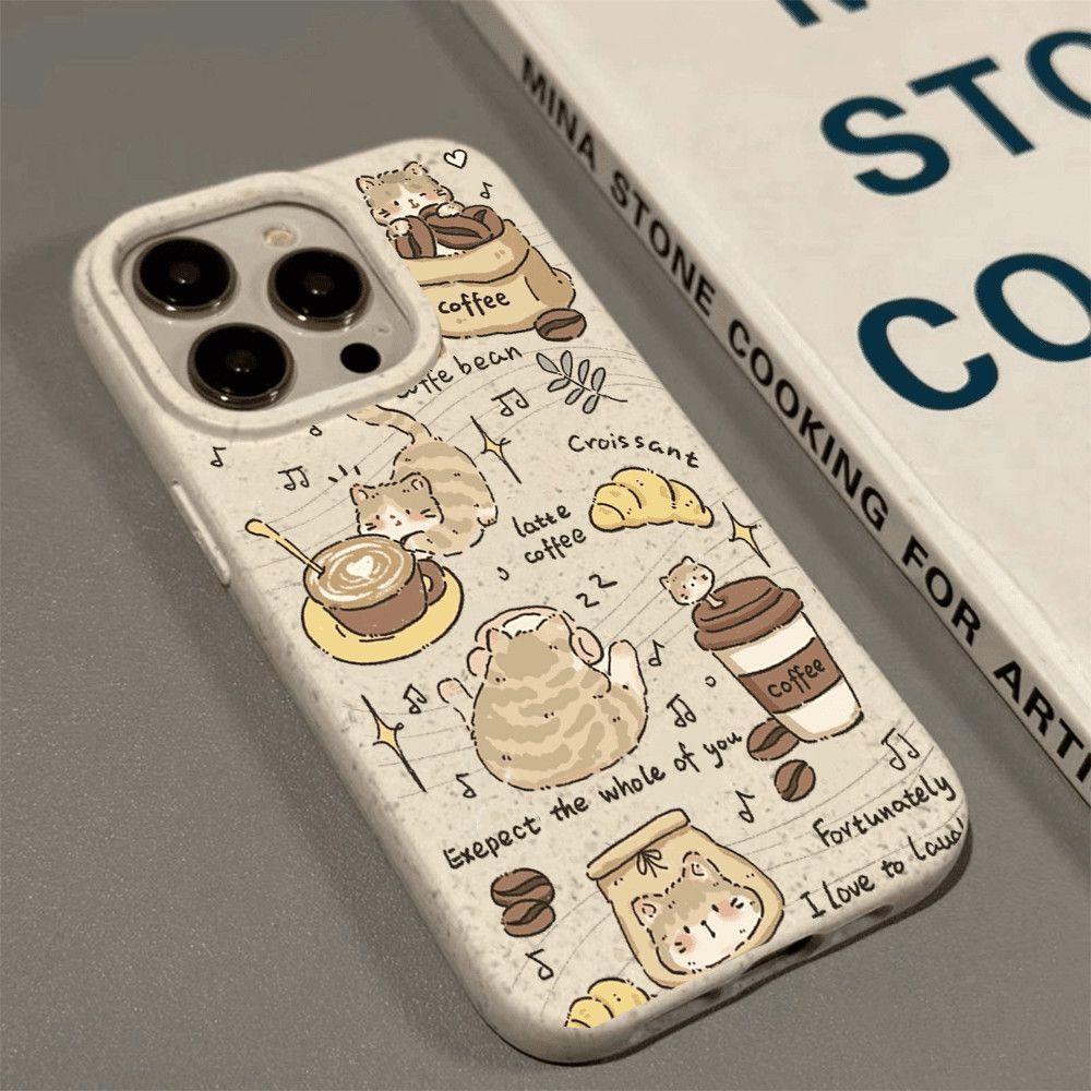 Funda de teléfono Ilustración Gato Café Vida Divertida