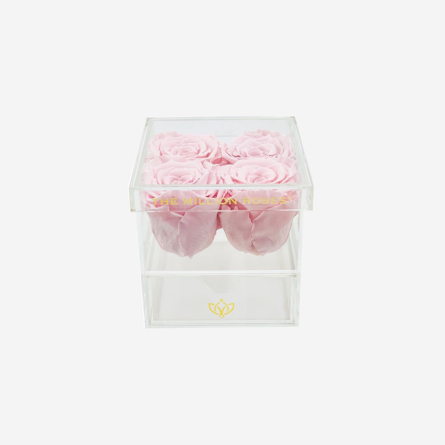 Caja acrílica de 4 cajones | Rosas rosa claro
