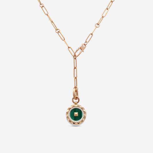 Roberto Coin Obelisco 18K Rose Gold Diamond & Malachite Pendant Necklace 8883122AX19XM