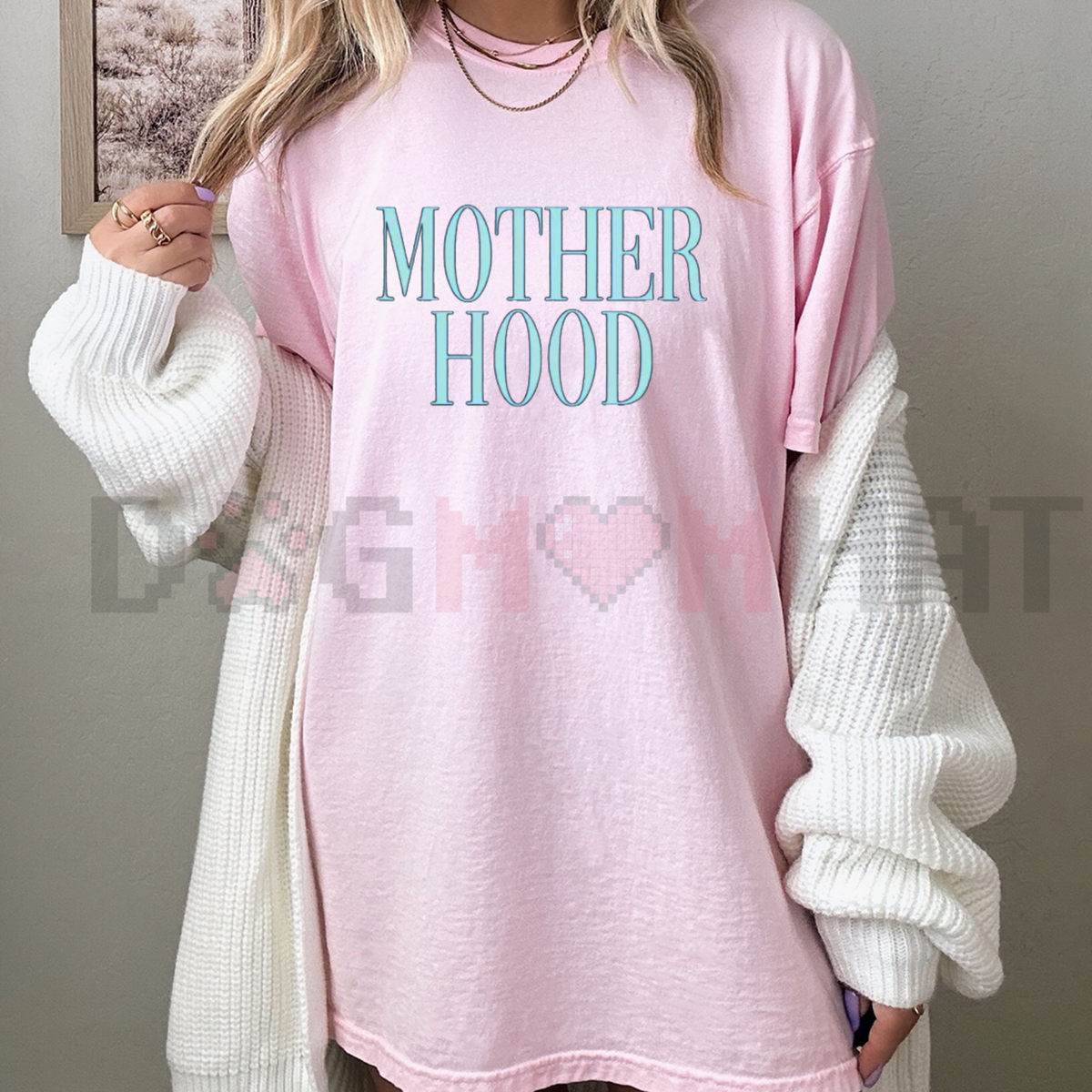 "MOTHERHOOD" Minimalist Mom Crew Neck T-Shirt