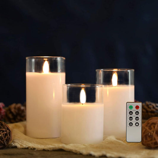 Velas LED de cera con efecto sin llama (juego de 3)