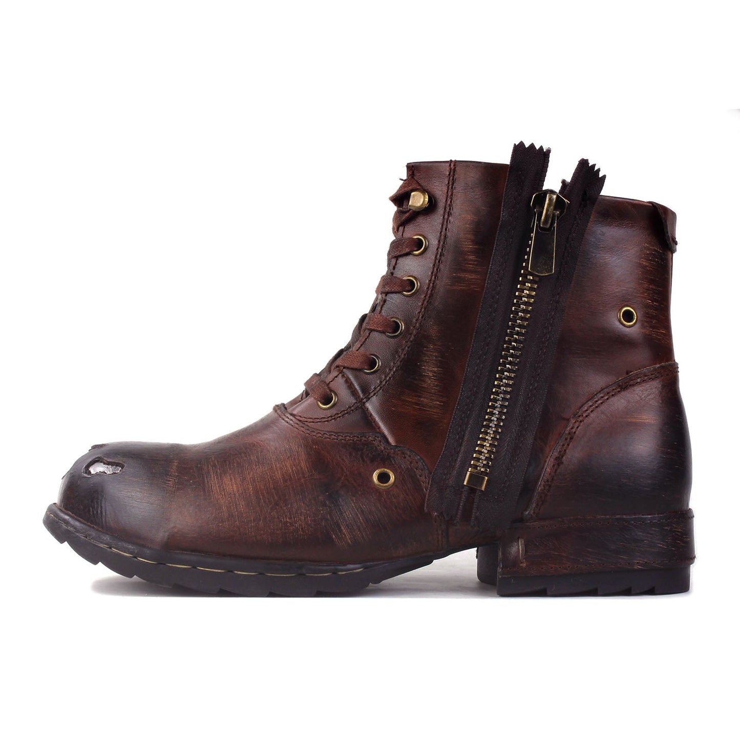 Botines de cuero para hombre OS-5008-8-Metal Brown