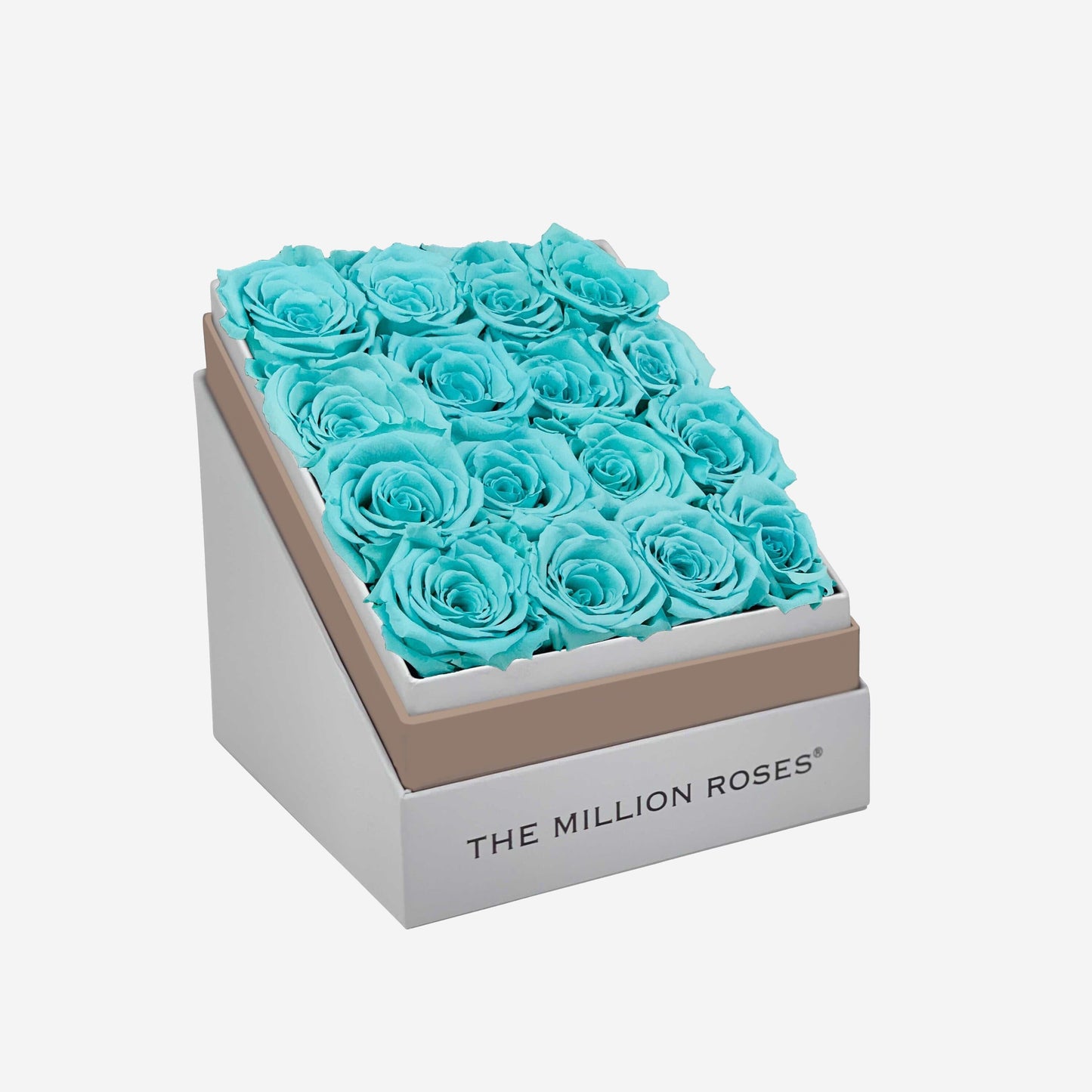 Caja Blanca Cuadrada | Rosas Azules Turquesa