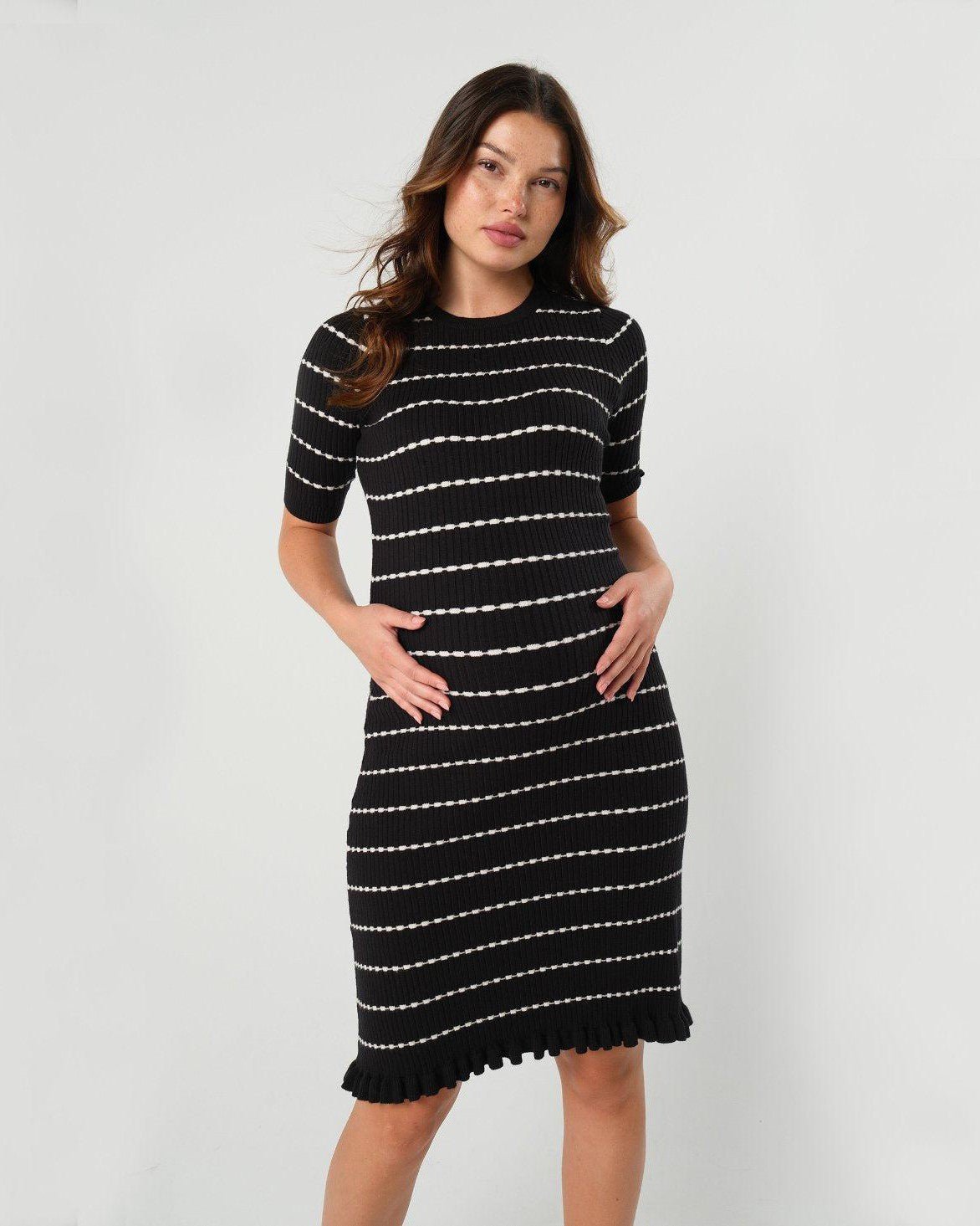 Vestido de punto a rayas para maternidad y lactancia Louie