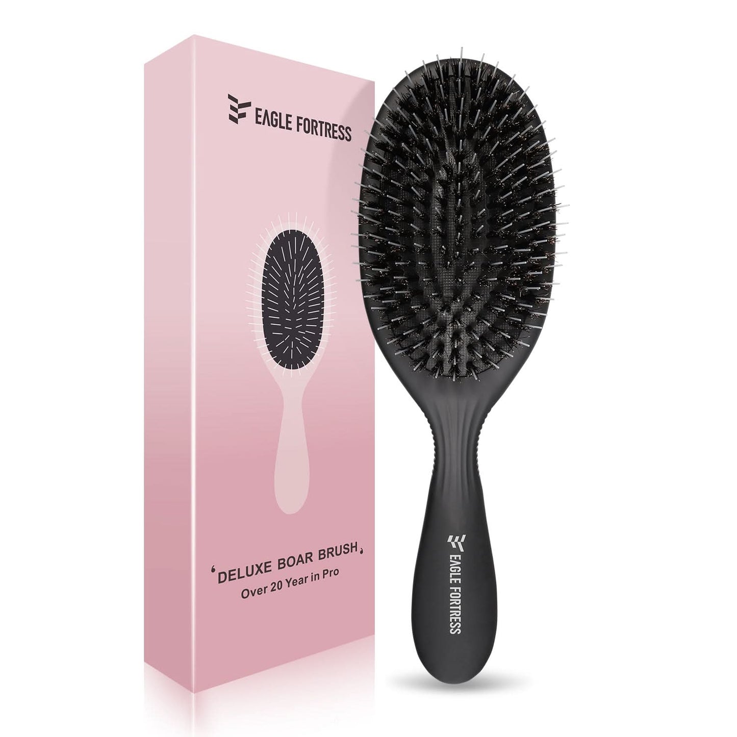Eagle Fortress Deluxe Boar Bristle Hair Brush - Black
