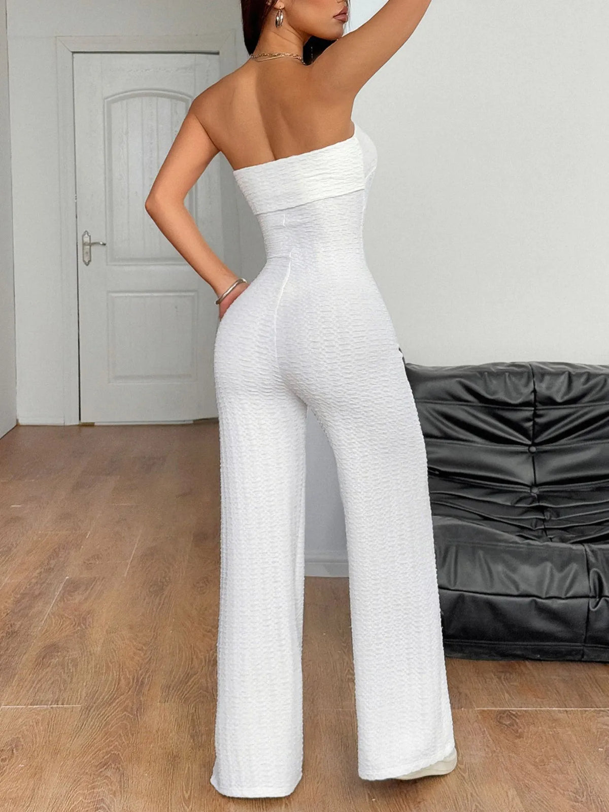 Sweetheart Neck Wide Leg Tube Jumpsuit
