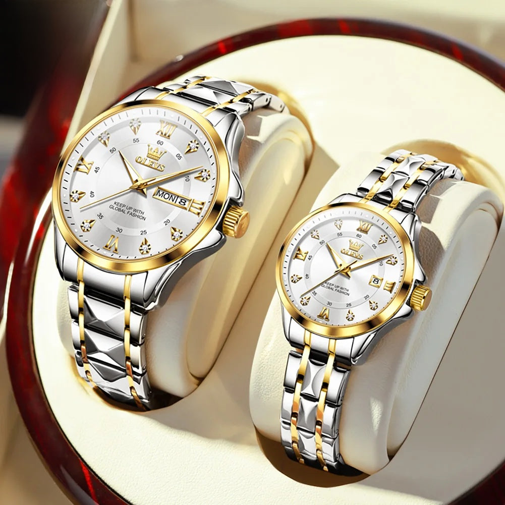 Stainless Steel Day-Date Watch - Women's, Men's & Couples