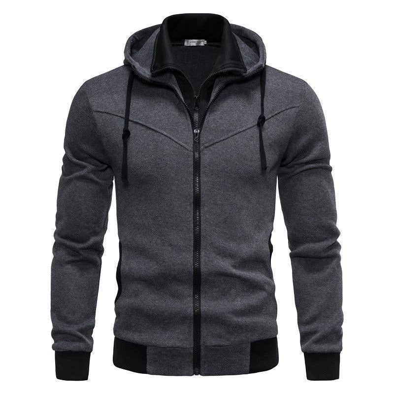 New Autumn Winter Solid Color Fleece Lined Loose Hooded Jacket, Double Zipper Long Sleeve Casual Top For Cross-border Sale