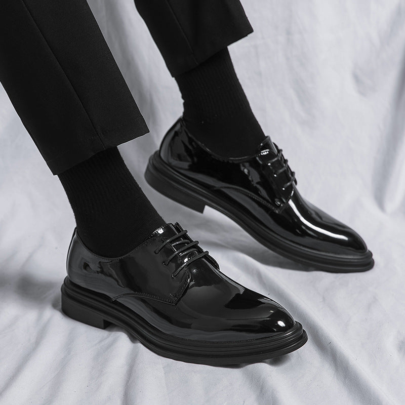 Men's Glossy Pointed Business Leather Shoes