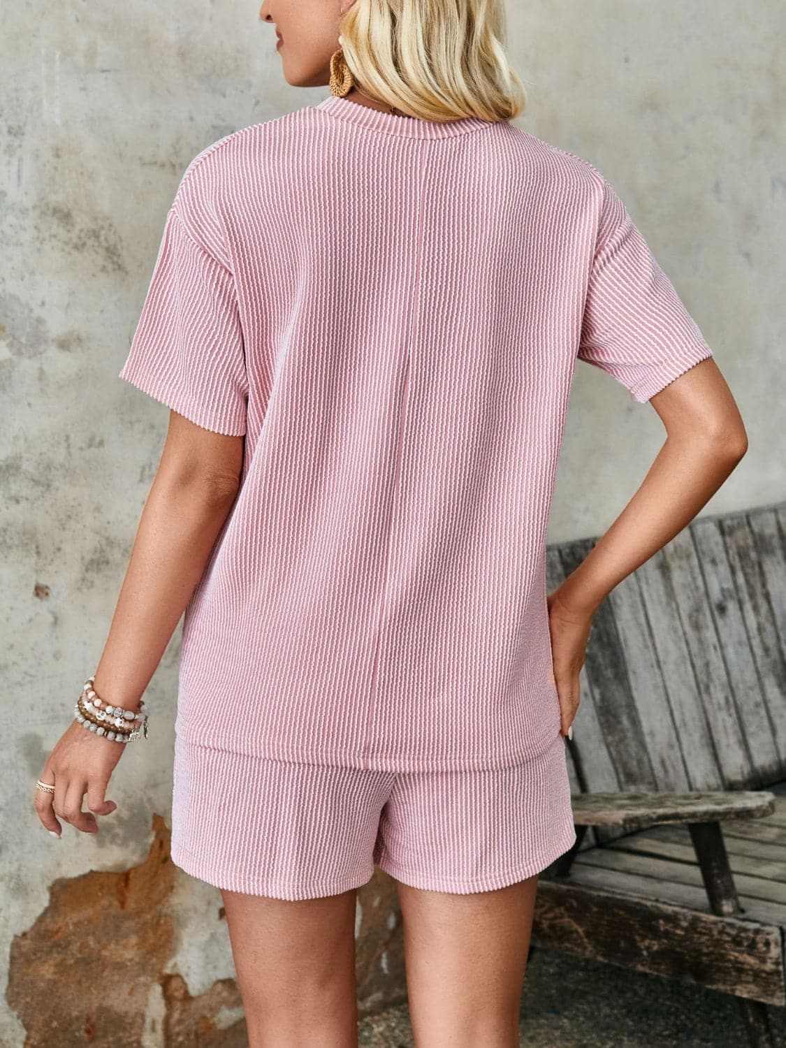 Two-Piece Sets Trendsi Textured Loungewear Set Women's Casual Shorts & Top - Soft & Comfy