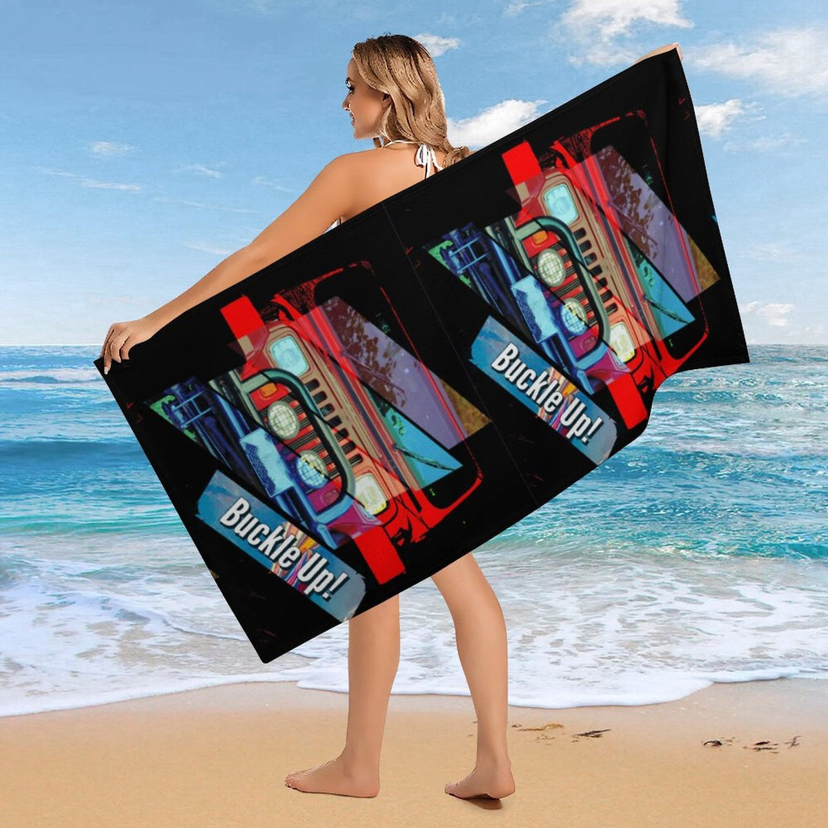 Buckle Up! 4-wheel Drive Design Beach Towel - 61.4" x 30.3"