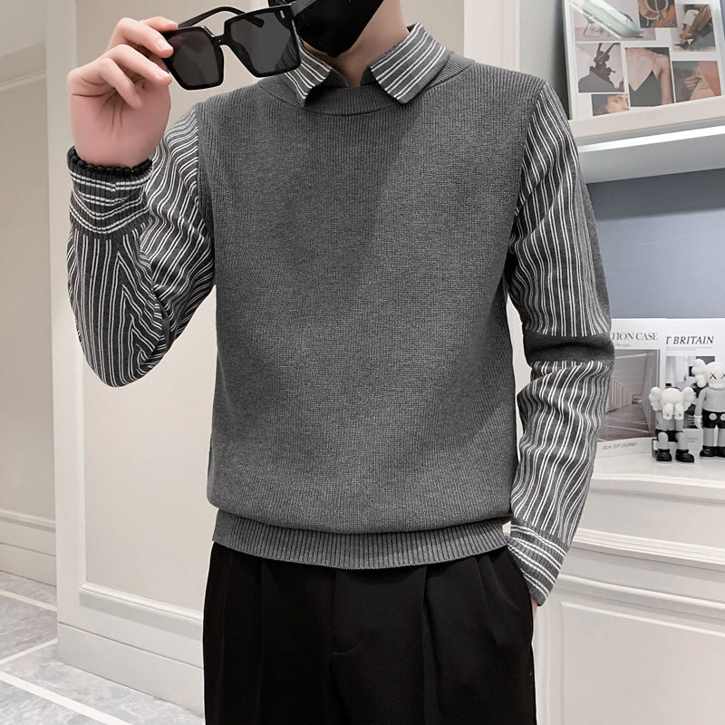 Fake Two Pieces Sweaters Men's Base Knitting