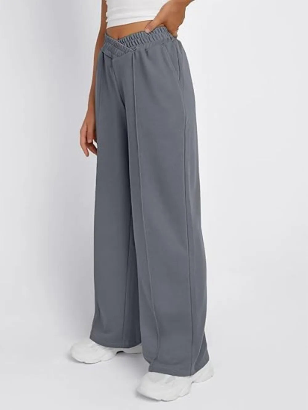 Pantalones de pernera ancha con cintura elástica