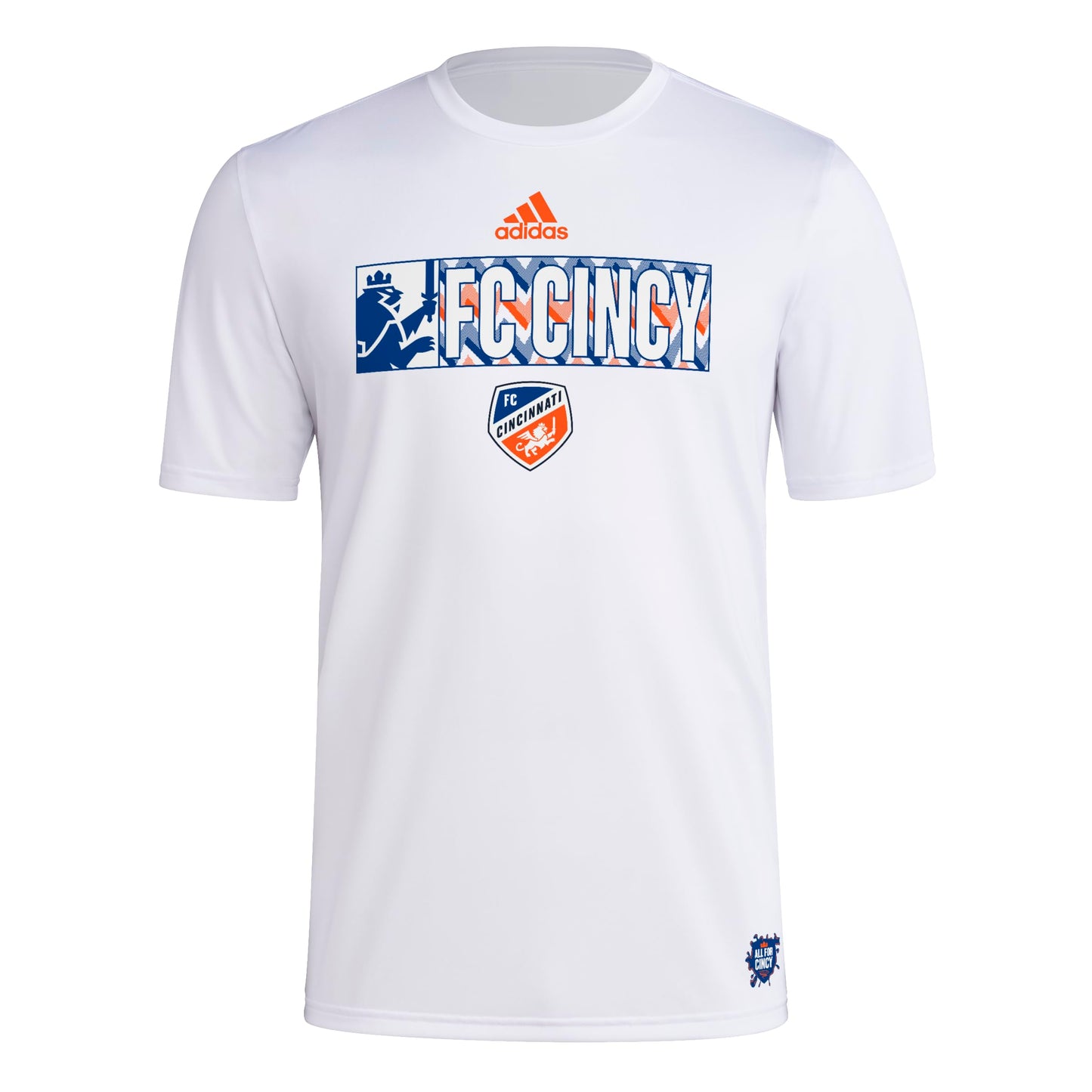 adidas Mens Short Sleeve Pre-Game T-Shirt White/Fc Cincinnati Medium