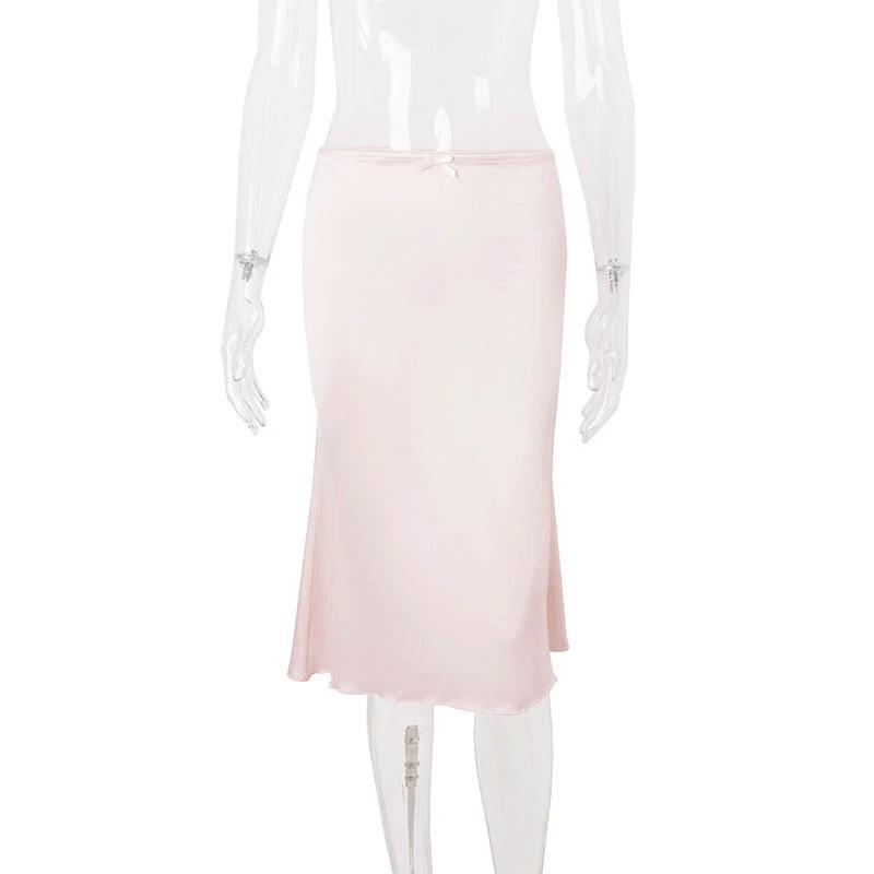 Sweet Lace Top Mid-length Dress Set Women
