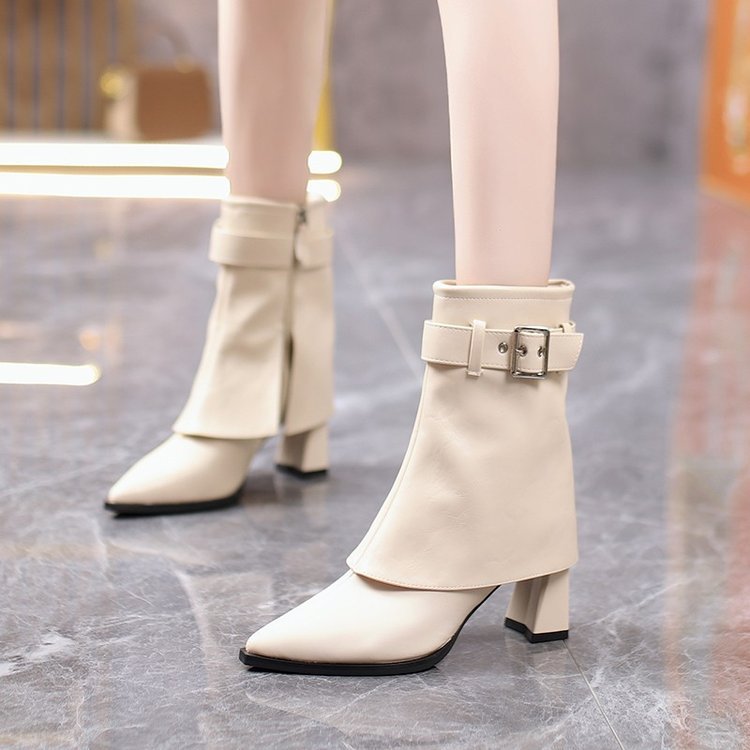 Stylish Pointed-toe Chunky-heel Fashion Boots