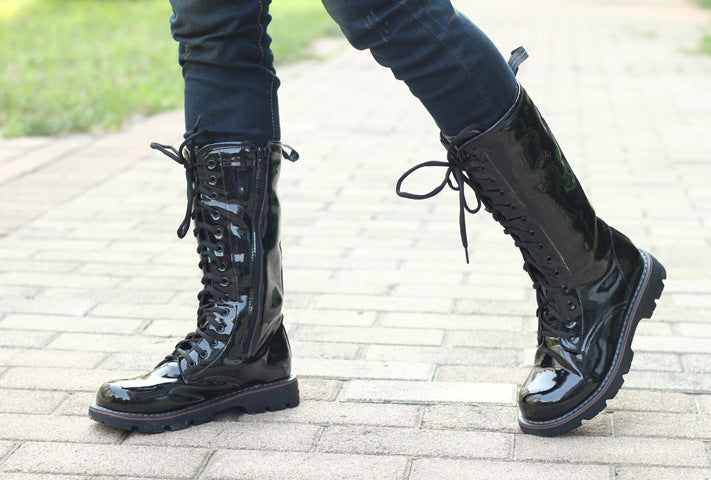 Long Patent Leather High-top Martin Boots Fashion Men