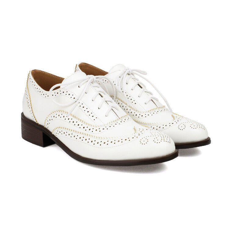 Women's Color Matching Round-Toe Lace-Up Heels