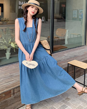 Denim Strap Dress for Women