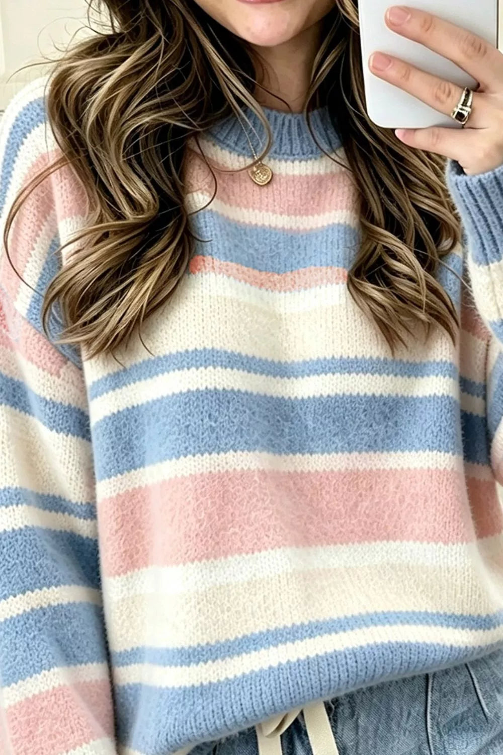 Striped Dropped Shoulder Sweater