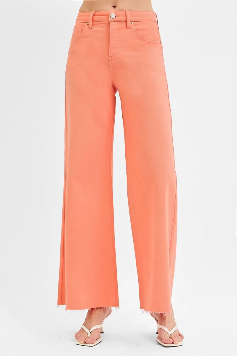 RISEN Jeans Palazzo de Pierna Ancha de Talle Alto con Control de Abdomen Talla Grande