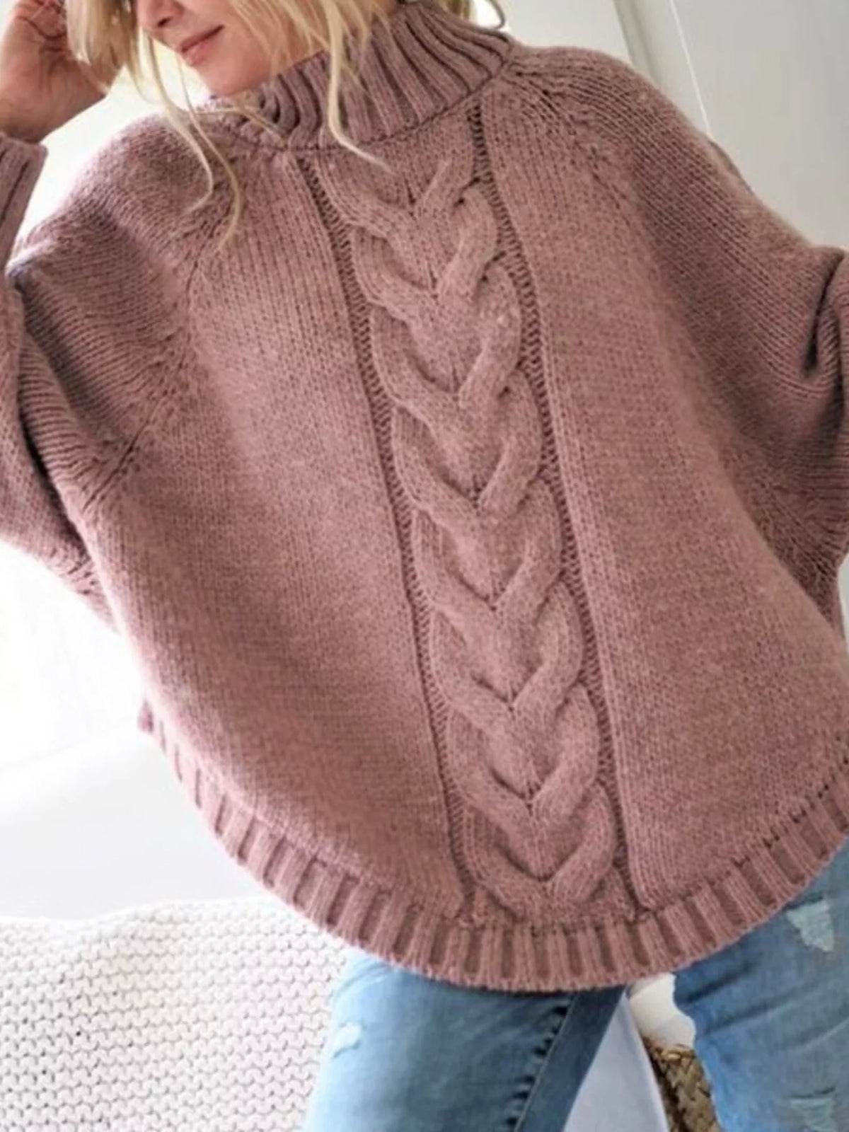 Cable-Knit Long Sleeve Sweater