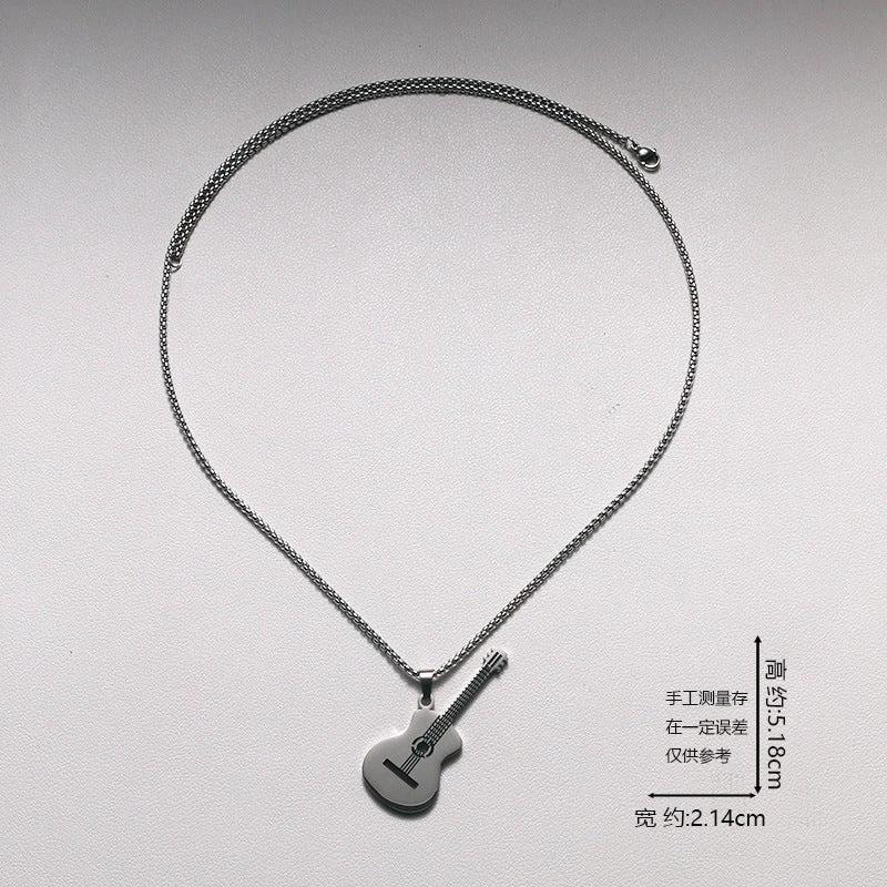 Stainless Steel Music Guitar Necklace For Men