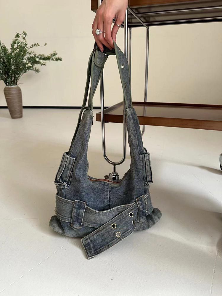 Vintage Washed Denim Travel Bag