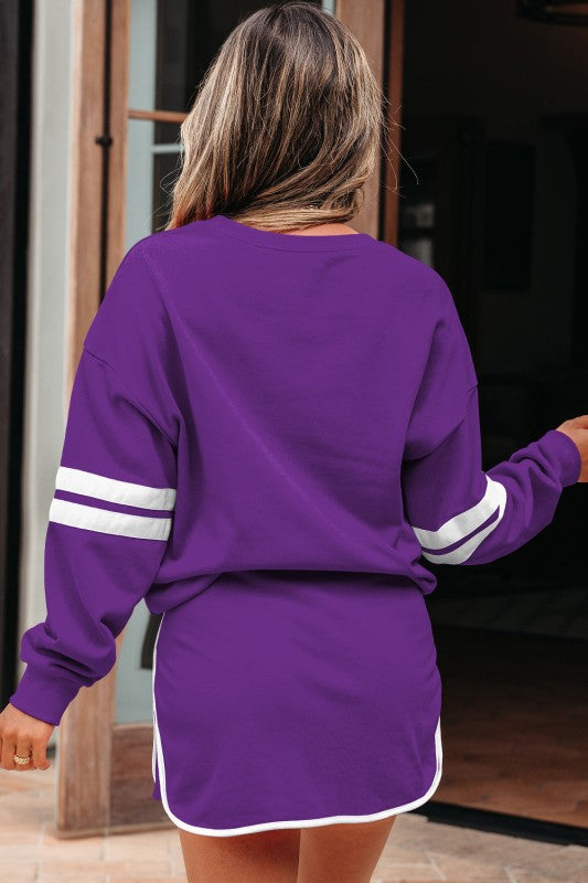 Conjunto de jersey y minifalda Varsity Stripe