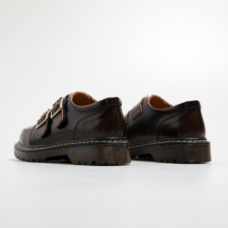 Women's British Retro Double Buckle Heels