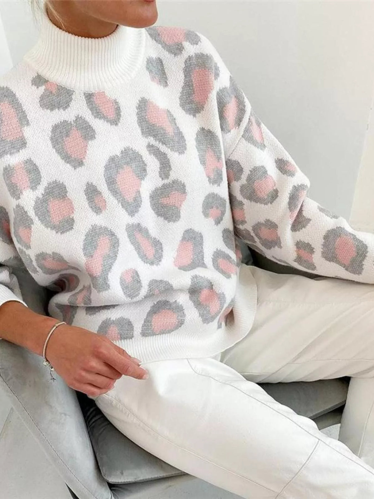 Leopard High Neck Sweater