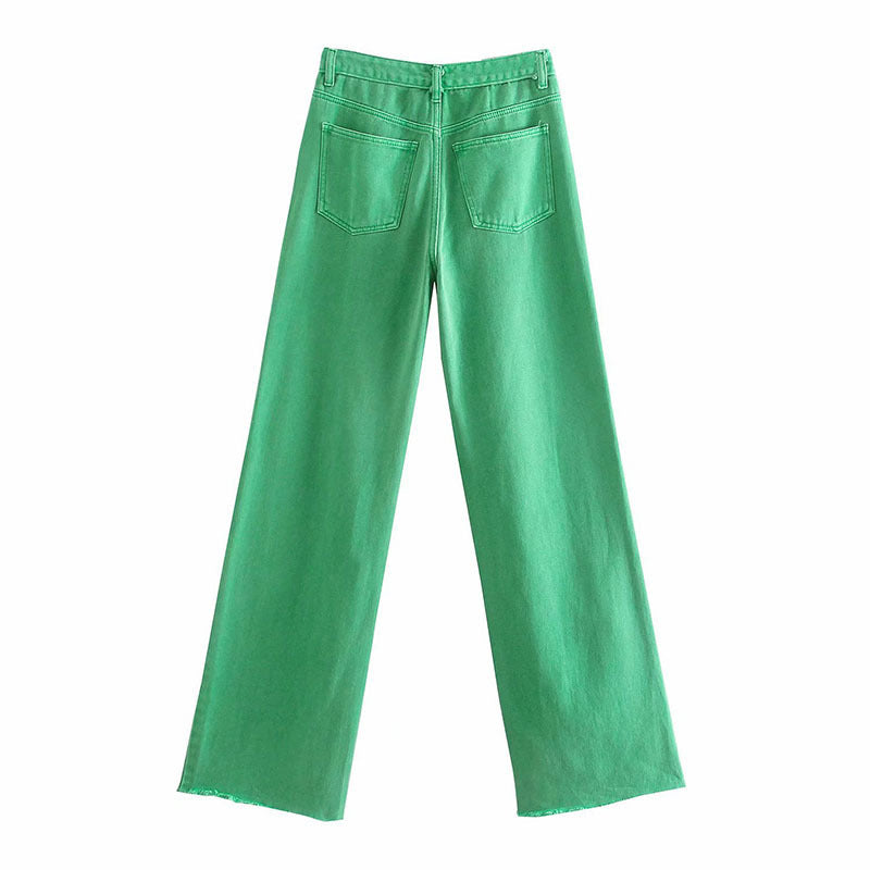 Women's High-waist All-match Straight-leg Mopping Jeans
