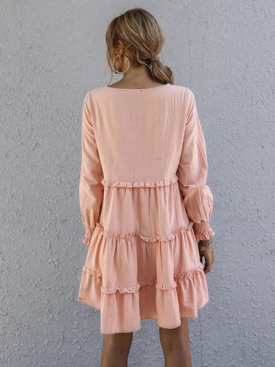 Frill Tiered Long Sleeve Mini Dress